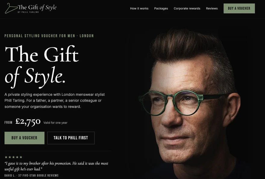 The Gift of Style website, designed by Positively Adam